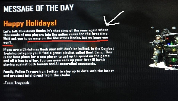Treyarch vraagt je voorzichtig te zijn met Black Ops 2 Xmas Noobs