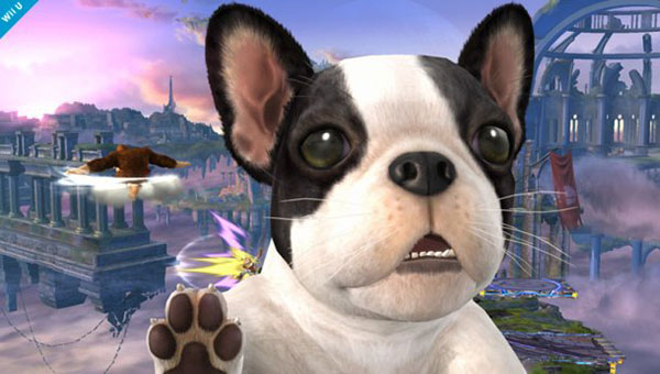 Super Smash Bros.-screenshot toont een mega hond