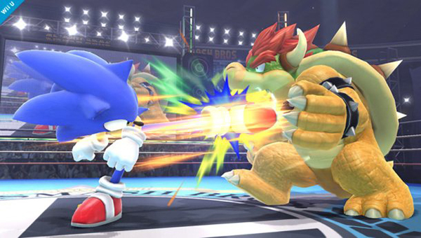 Sonic schopt Bowser op het nieuwe Super Smash Bros.-screenshot